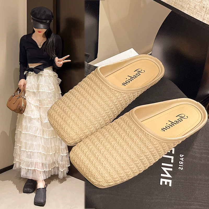 Полутапочки Baotou для летней верхней одежды для женщин, нескользящие сандалии, модные и универсальные, супер сказочные тапочки с юбками.
