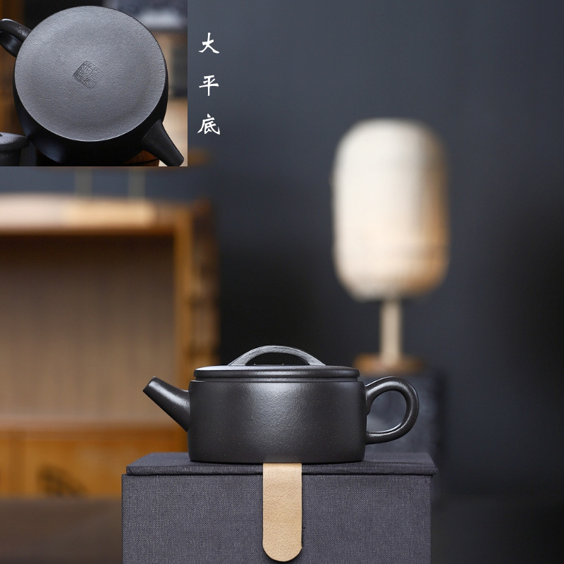 A piece of Yixing purple clay teapot, original stone, yellow and black mud, handmade large mouth Han style, home use, Gongfu tea set, tea brewing pot