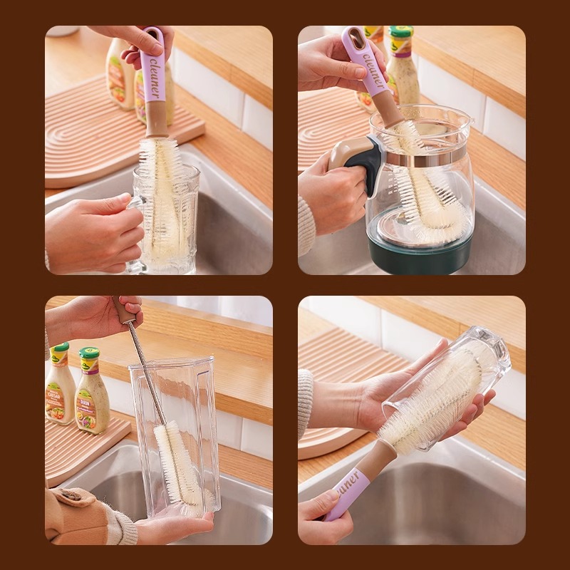 Cepillo de taza, artefacto de limpieza de taza de agua doméstica, cepillo especial para taza, máquina de leche de soja, cepillo pequeño de mango largo, cepillo para biberón
