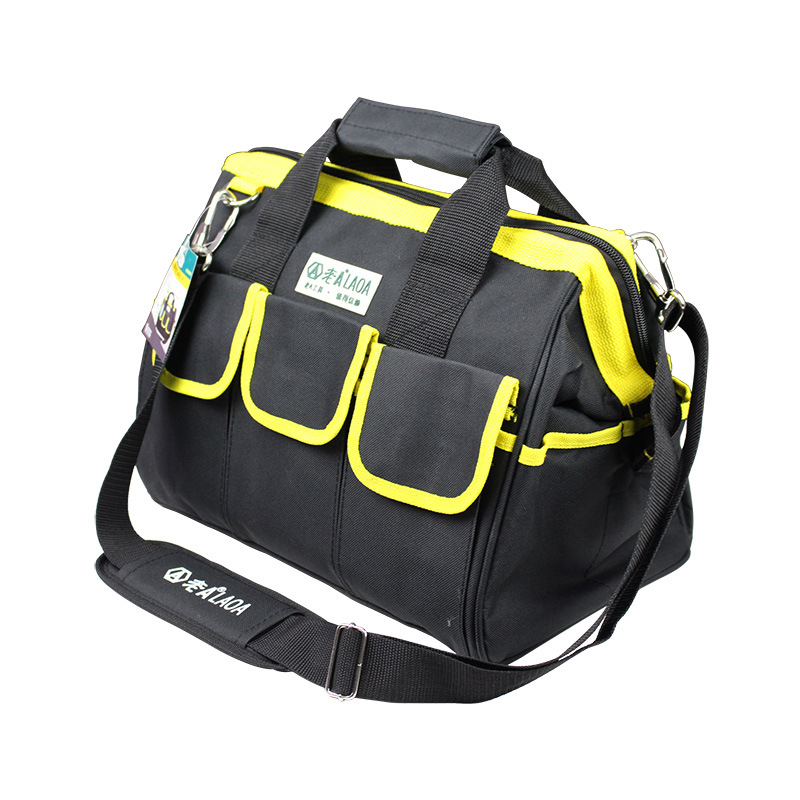 老A 加大工具包 多功能钢圈加固手提包14/18寸双层加厚帆布电工包