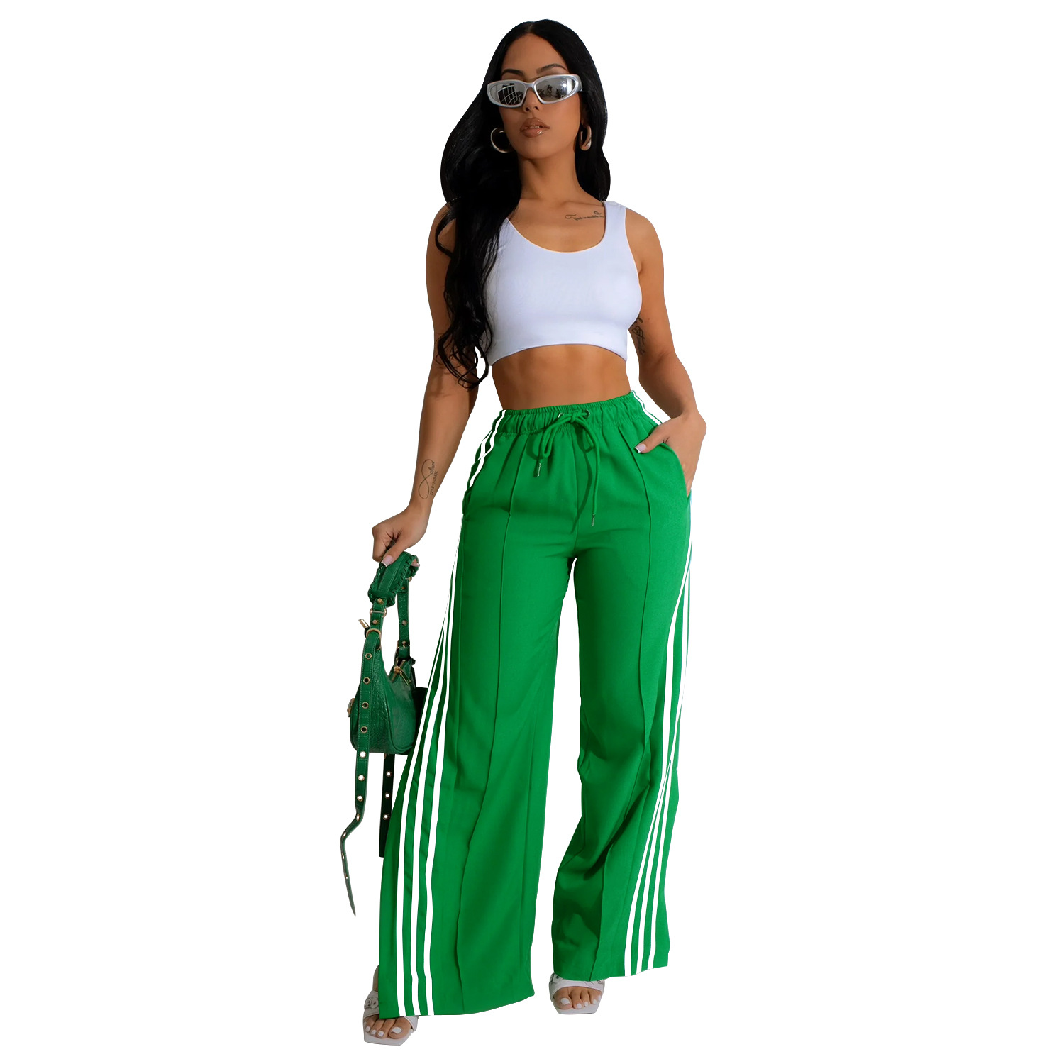 C6960 Cross-border AliExpress Amazon Estación independiente Moda europea y americana Ropa de mujer Pantalones individuales Pantalones deportivos de color sólido Multicolor image 11