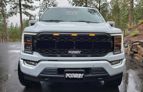 Suitable for 21 Ford Raptor F-150 front grille with lights and front bumper center grid