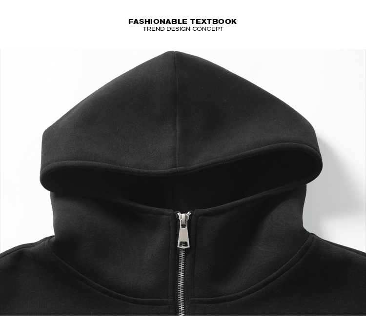 Heavy-duty Hooded Sweatshirt For Men Loose-fitting Gray Jacket_voghion.com