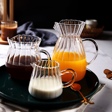 日式耐热公道杯条纹高硼玻璃奶杯泡茶分茶器家用大号咖啡壶果汁杯