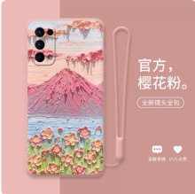 油画粉山手机壳适用OPPO Reno7手机壳RENO 6液态PRO+硅胶17保护套