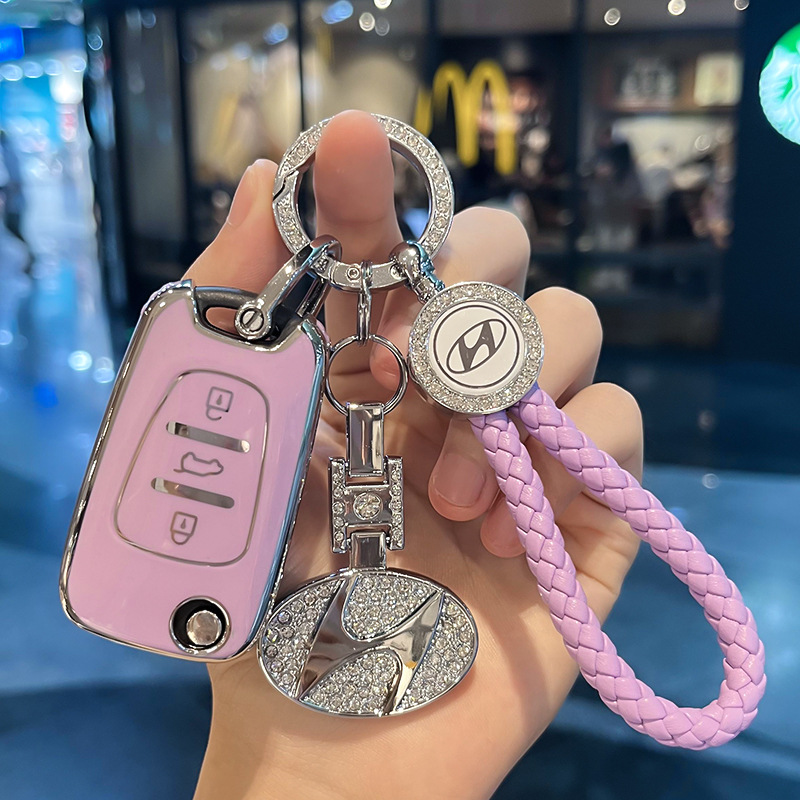 모던 E 폴딩 3 키 [퍼플 싱글 쉘] + 다이아몬드 로고 꼰 로프