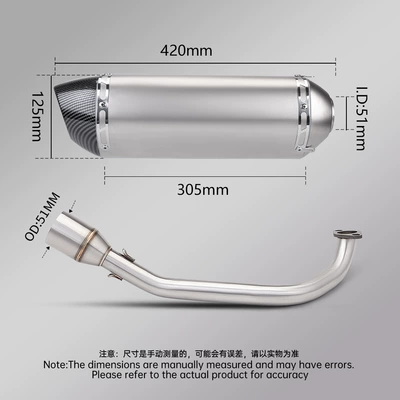 Motorcycle exhaust pipe, Stainless Steel Front Exhaust