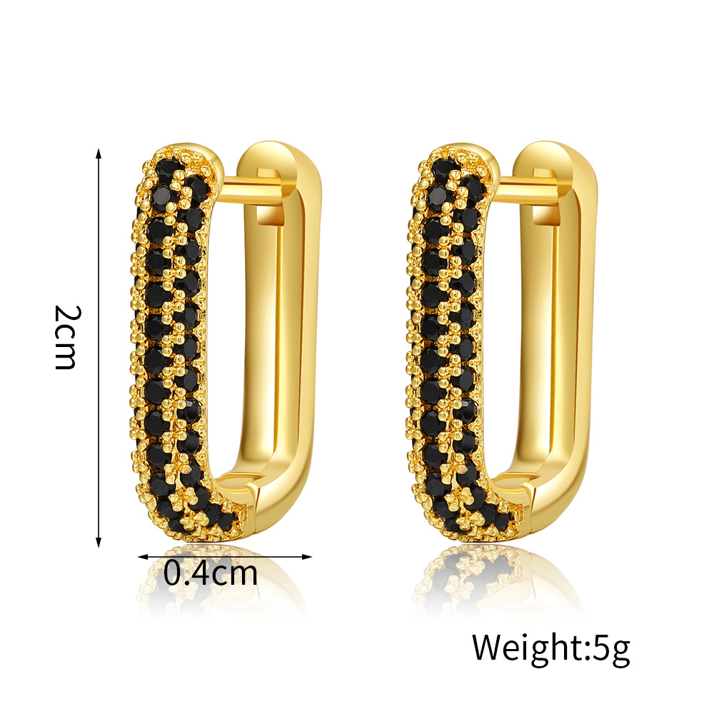 Fashion U Shape Copper Plating Zircon Earrings 1 Pair