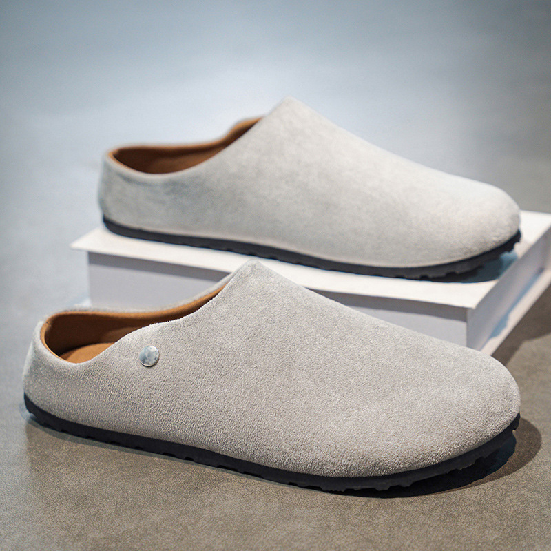 Birkenstock Men's Shoes Spring and Autumn Mules Slip-On Backless Retro Versatile Casual Office Closed-Toe Half Slippers