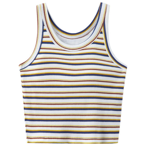 2024 new I-shaped vest women's summer striped navel underwear with chest pad short underwear base bra one-piece