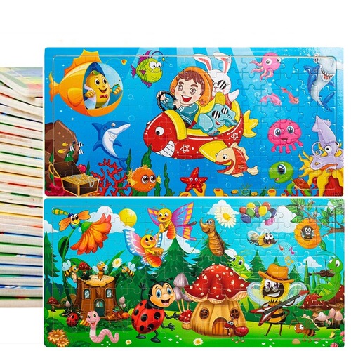 Wooden wooden children's infant and early education educational puzzle 120 piece jigsaw puzzle toy street stall hot sale manufacturer