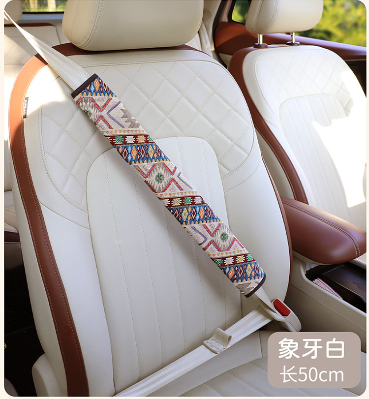 Car Seatbelt Shoulder Pads, Ethnic Style, Anti-Wear, Extended Length, Car Seatbelt Protective Covers, High-End Shoulder Pads