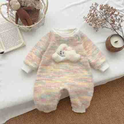 2025 ropa de otoño para bebés, primavera y otoño, una pieza, mameluco de lana de punto para bebés