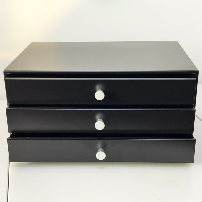 外贸 铁皮带锁抽屉柜办公桌上金属抽屉柜高颜值桌面收纳柜ins风