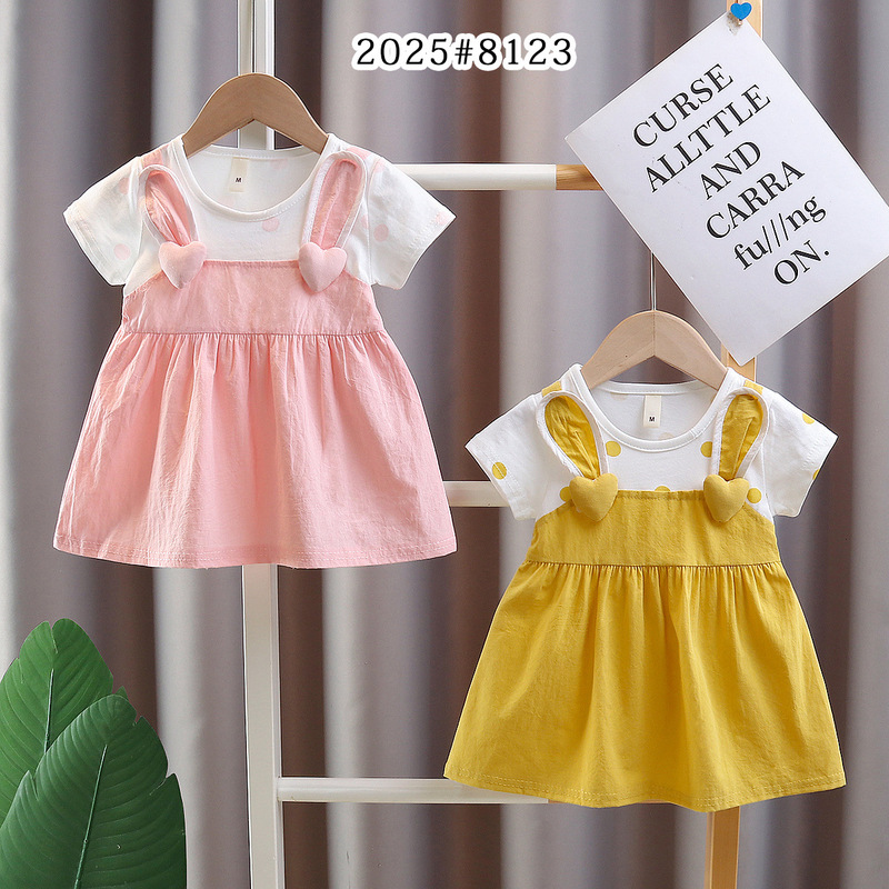 2025 New Summer Cross-border Children's Wear dress Korean Fashion Cartoon Girl Princess Elisa Dress