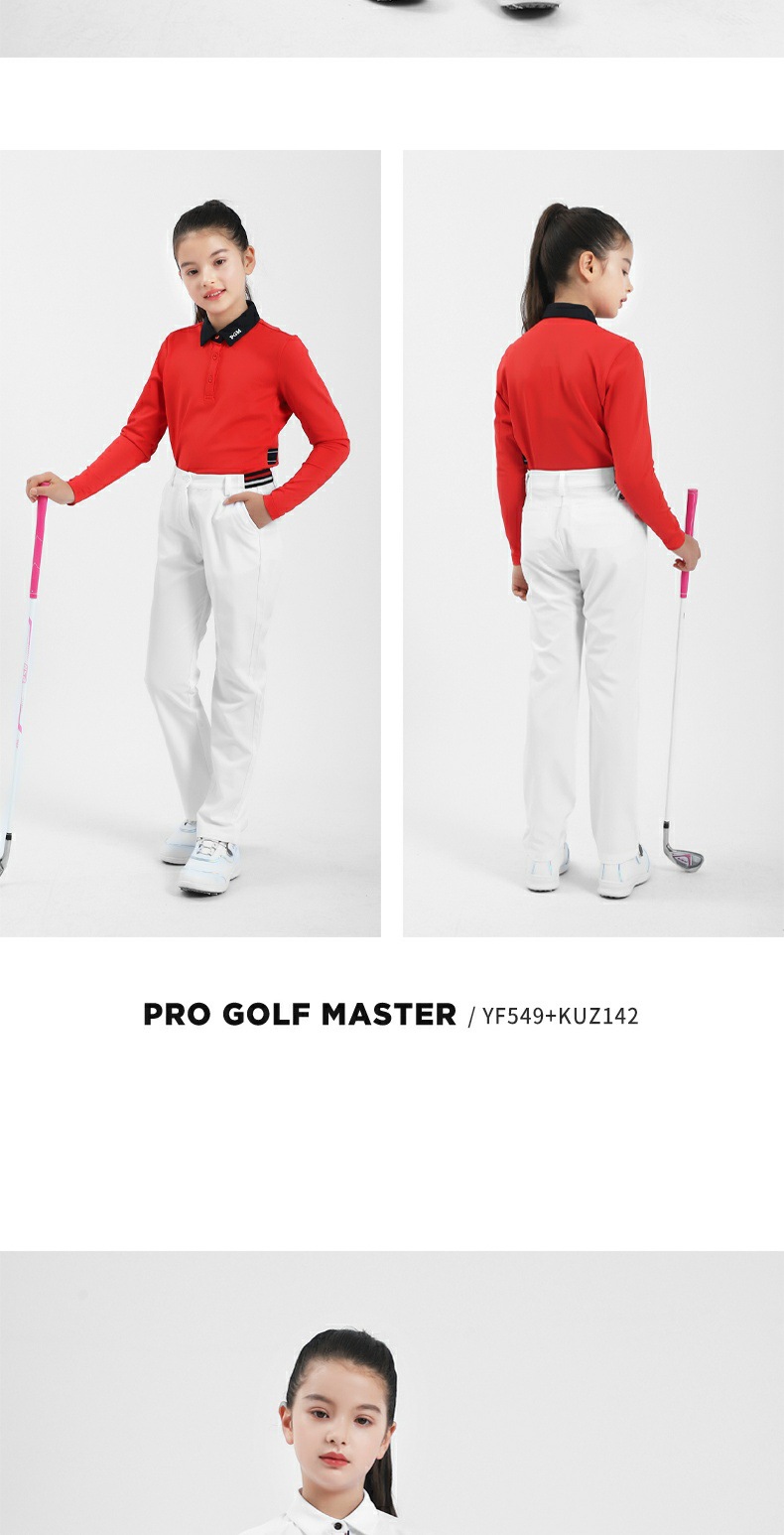 Quần dài golf thể thao bé gái co giãn thắt lưng chống gió — KUZ142-màu trắng, KUZ142-màu xanh hải quân, KUZ142-màu đỏ chi tiết 10