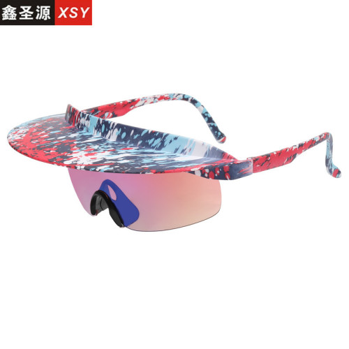 Foreign trade new large-frame cycling glasses for men and women, fashionable and colorful hats, sunglasses, personalized brim sunglasses wholesale