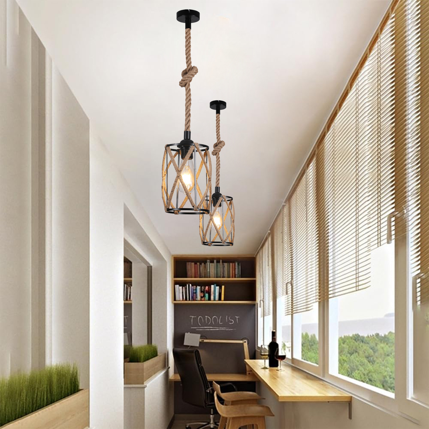 Exclusividad transfronteriza, estilo industrial retro, personalidad, restaurante, cafetería, tienda de té con leche, barra de bar, cuerda de cáñamo, candelabro creativo