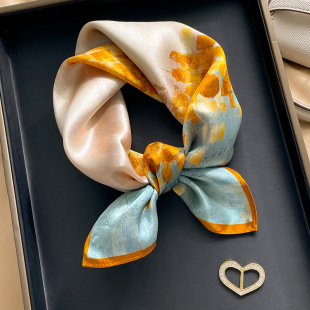 Golden Silk Mulberry Silk Small Square Scarf Long Thin Silk Scarf Women's Spring and Autumn Summer Neck Protection Scarf Shirt Scarf 50