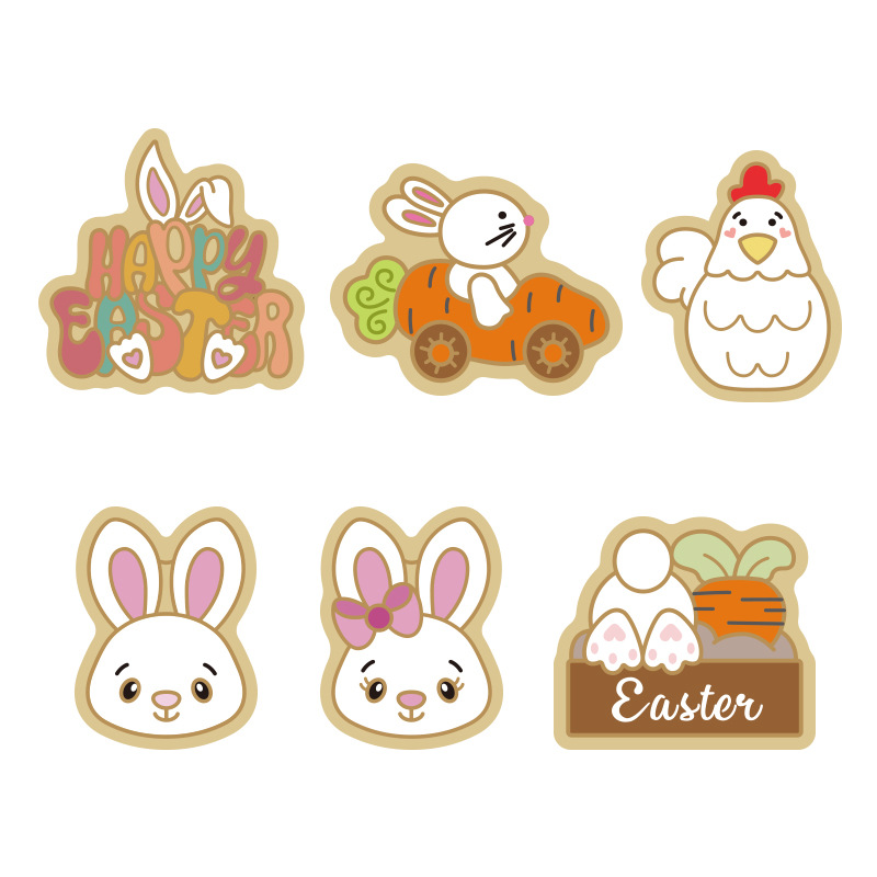 Tema de Pascua molde de galletas fiesta horneado bricolaje molde de fondant personalizado 3D estereoscópico glaseado corte de galletas