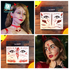 Reikalong's new cross-border Halloween tattoo stickers horror bloody face makeup Halloween face stickers tattoo