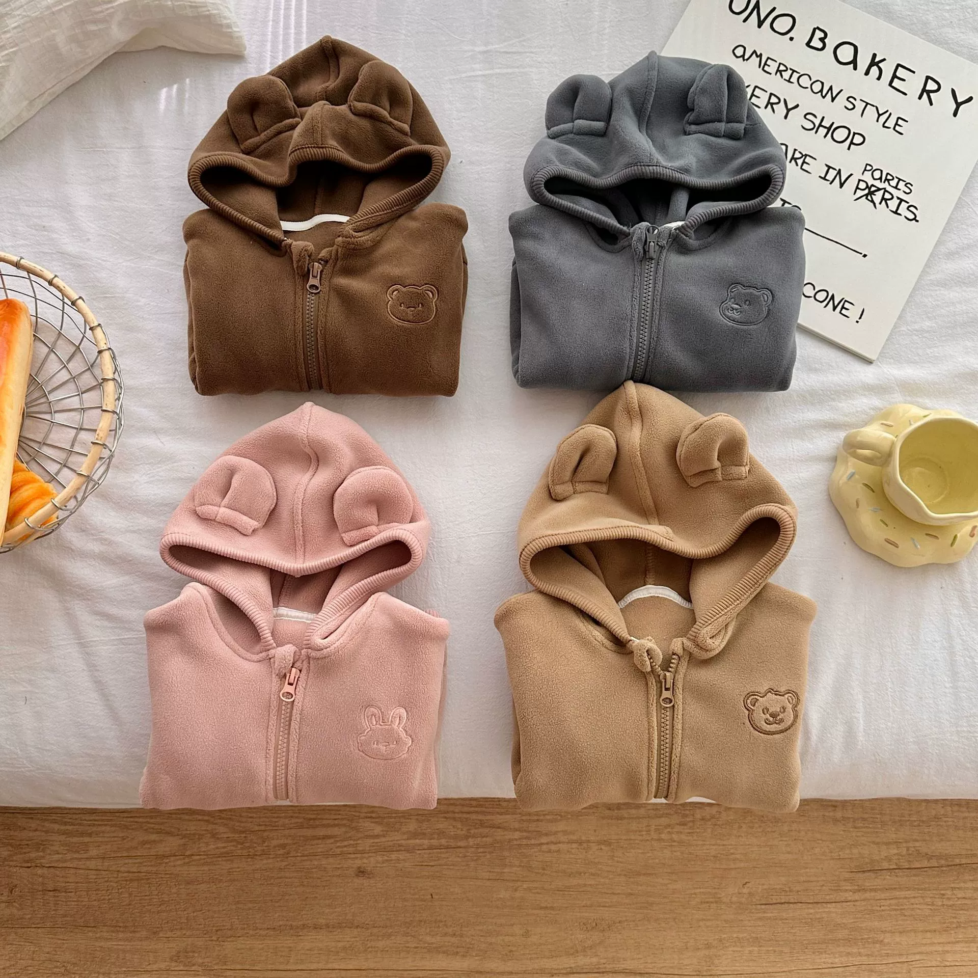 Children's velvet autumn hoodie, boys demi-season down jacket, thermal fleece, sizes 73–120 cm