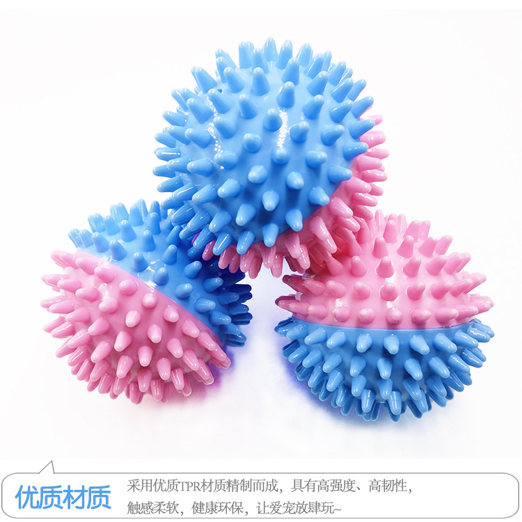 Suministros para mascotas transfronterizos Bola de juguete de sonido bola elástica resistente a la mordedura de perro mediano y grande juguete de mordedura de perro TPR bola espina