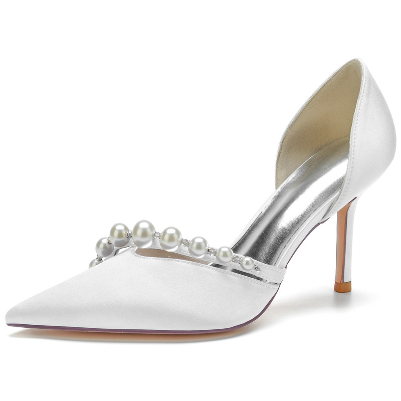 2025 Women's Stiletto Pointed Toe Hollow Pearl Strap Wedding Shoes Bridal Shoes Bridesmaid Shoes 1936-17 2025 Women's Stiletto Pointed Toe Hollow Pearl Strap Wedding Shoes Bridal Shoes Bridesmaid Shoes 1936-17