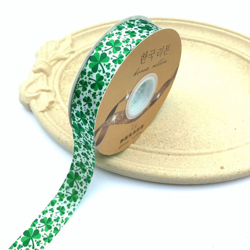 2. 5cm nueva cinta Mori verde cinta de impresión digital trébol de cuatro hojas Cinta de transferencia térmica caja de regalo en stock lotes
