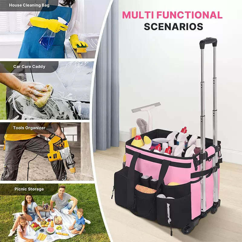 定制拉杆清洁包带可拆卸手推车防水清洁盒野餐的清洁车用品收纳袋