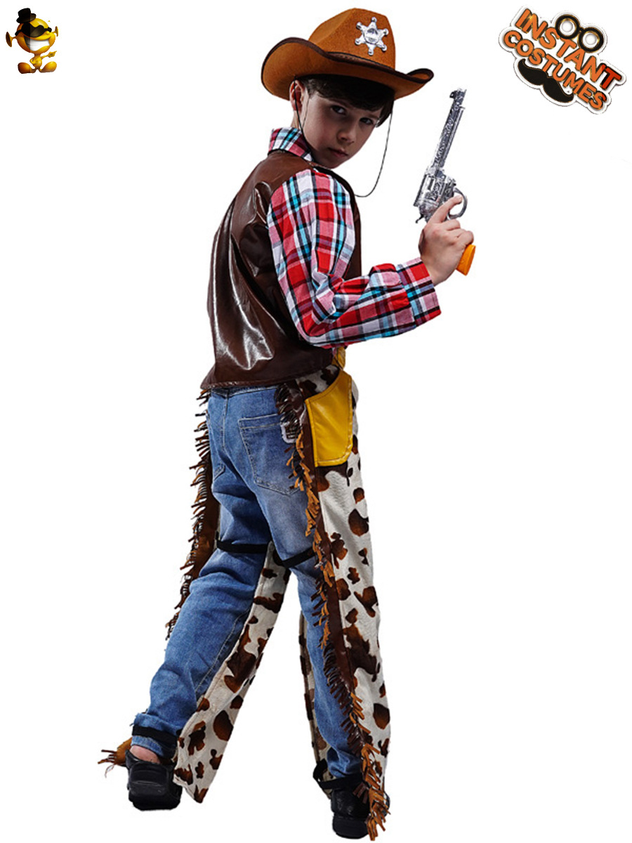 Traje de mezclilla occidental del muchacho traje de la etapa de la mascarada traje de rendimiento traje de juego de rol ropa de fiesta