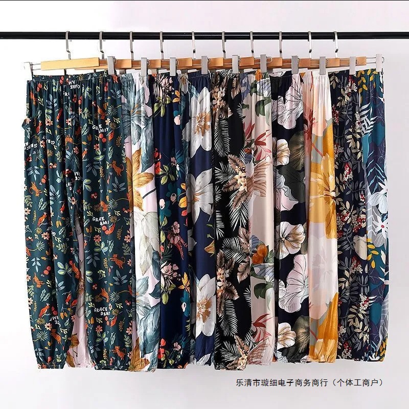 春夏女棉绸薄款灯笼裤人棉睡裤防蚊裤沙滩裤人造棉新休闲宽松之满