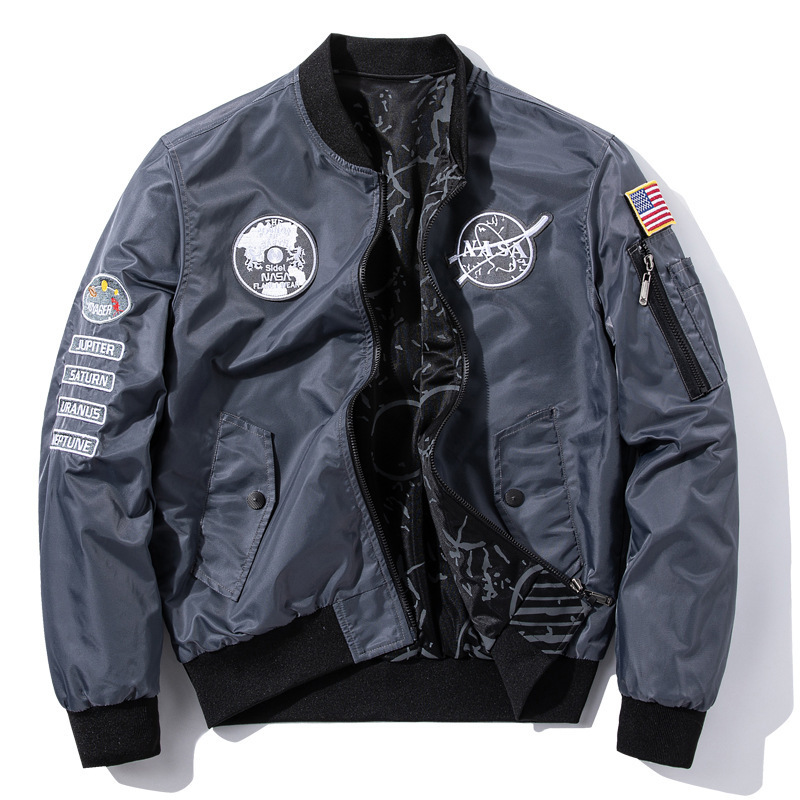 Nasa New Reversible Men's Casual Sports Jacket Autumn and Winter Air Force Flight Suit Youth Fashion Large Size Nasa New Reversible Men's Casual Sports Jacket Autumn and Winter Air Force Flight Suit Youth Fashion Large Size