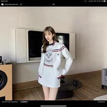 25早秋新款韩系网球少女五角星字母装饰拉链针织开衫外套