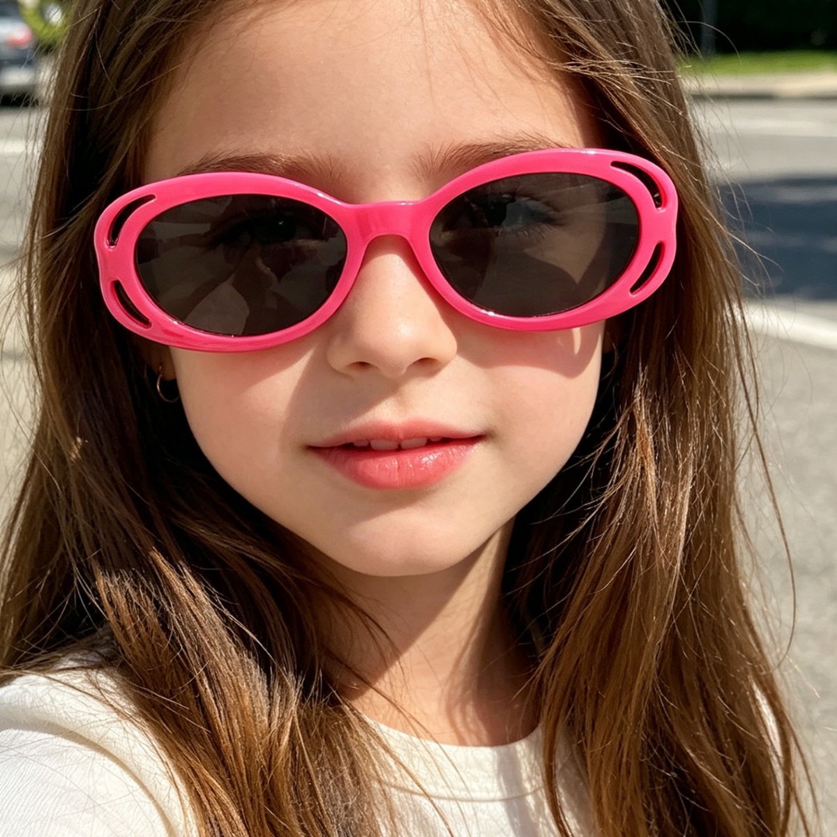 Los nuevos niños oval contraste color Camelia hueco personalidad moda gafas de sol calle hip hop desgaste esencial gafas de sol