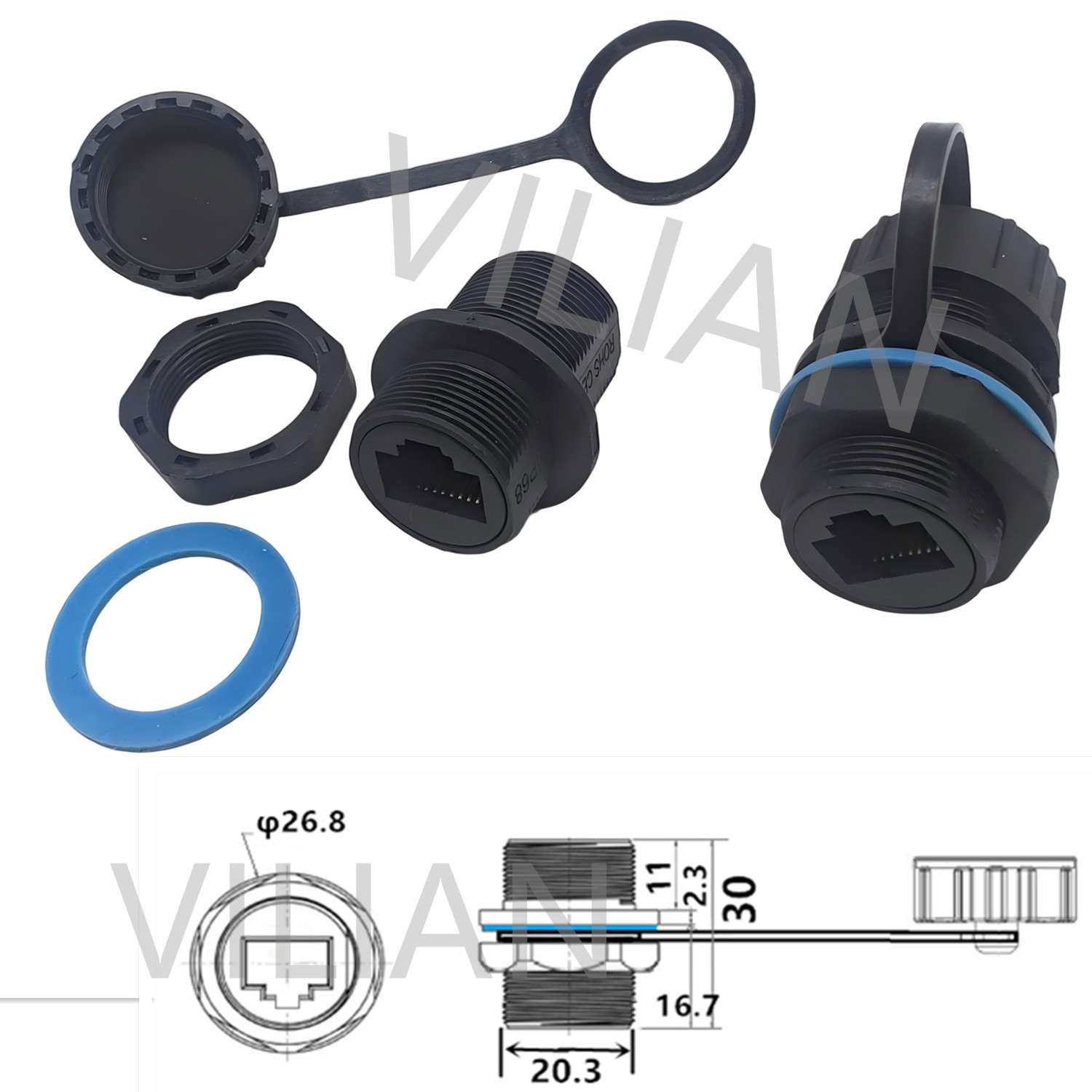 ��ʾ����̫����ͷ����������RJ45�����ˮ��ͷ�ེ�������߹�ҵ��