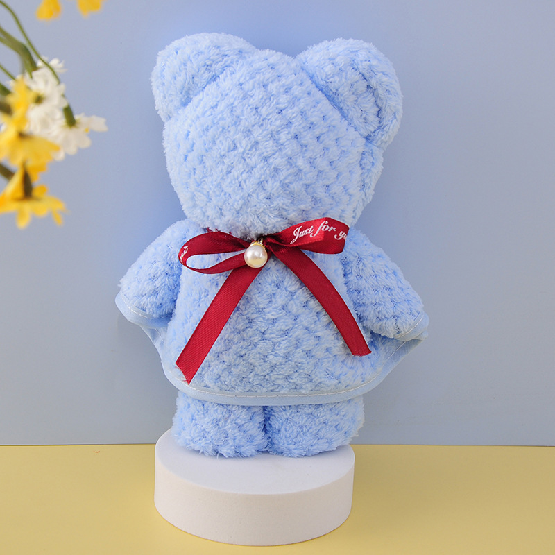 파인애플 체크무늬 블루 베어