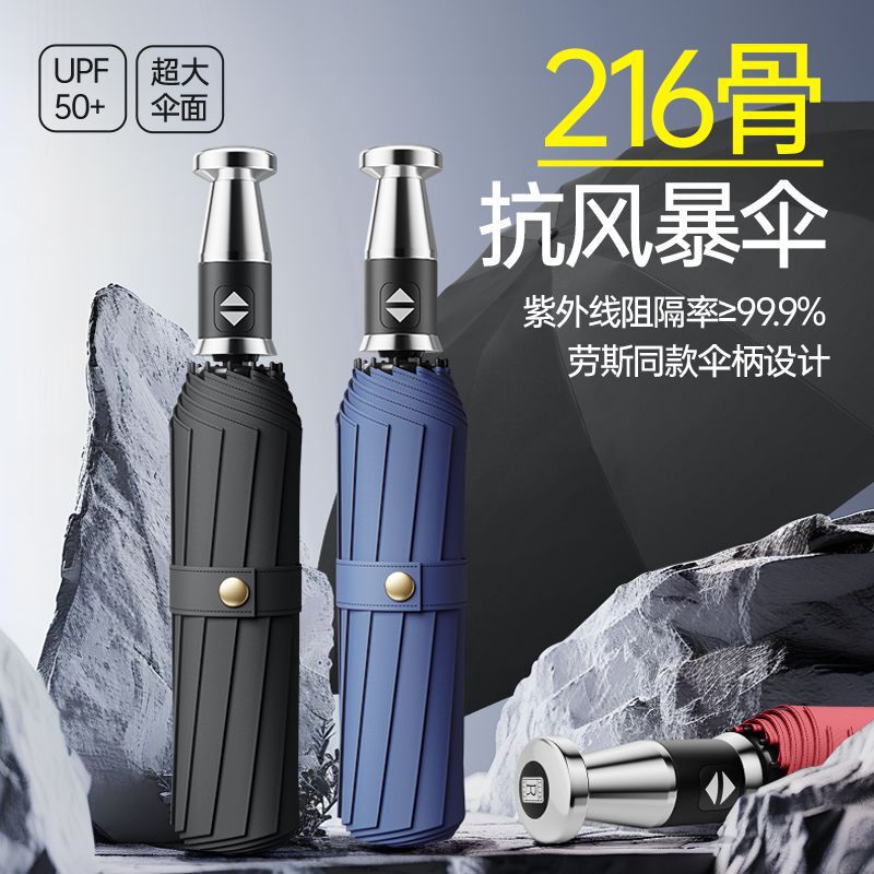 New 216 Bone Three-fold Umbrella Full Automatic Rolls-Royce Same Sunny Umbrella Anti-storm Gift Advertising Umbrella Wholesale New 216 Bone Three-fold Umbrella Full Automatic Rolls-Royce Same Sunny Umbrella Anti-storm Gift Advertising Umbrella Wholesale