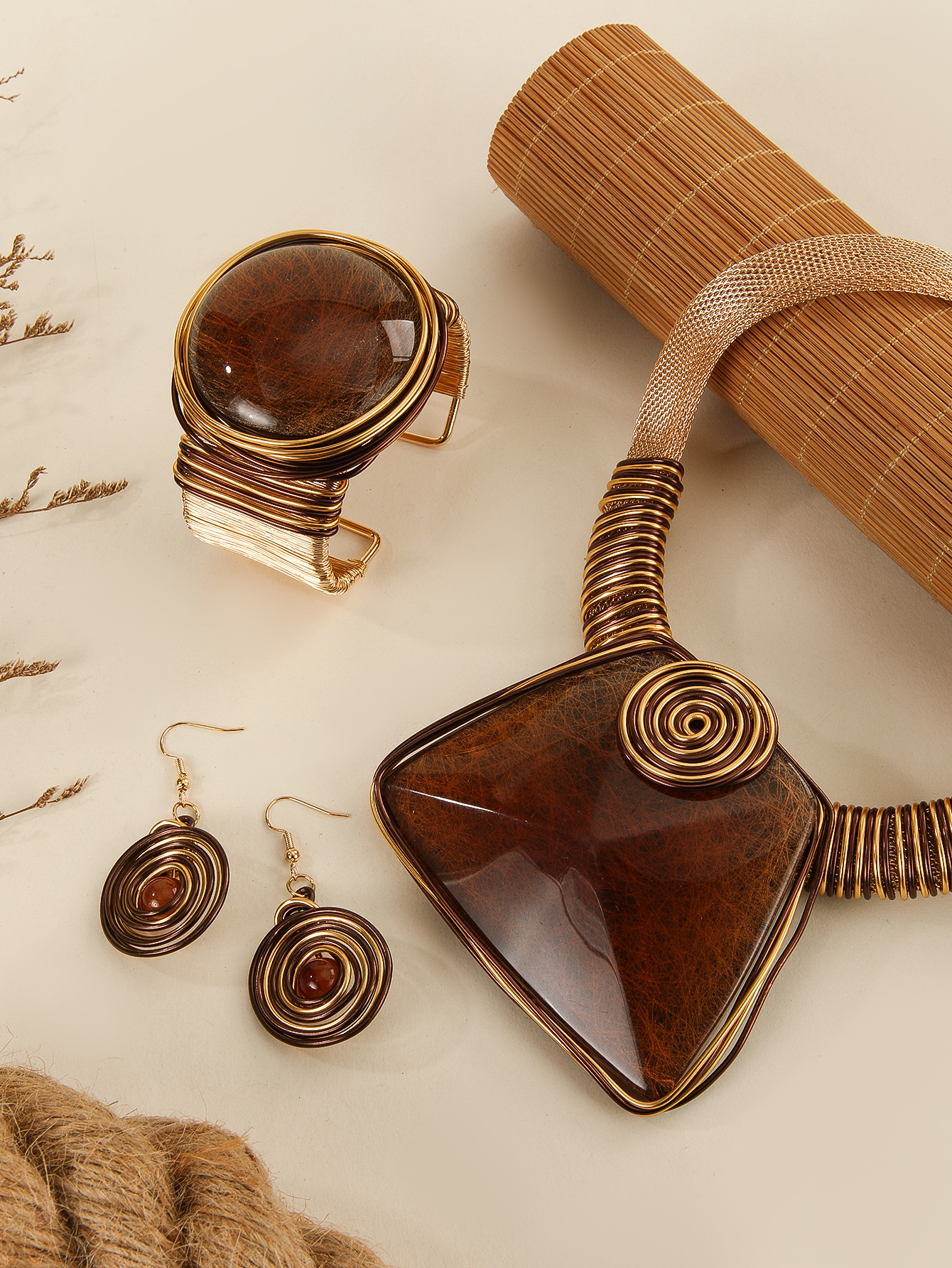 Set collana con pendente in cristallo orecchini 3 pezzi_voghion.com