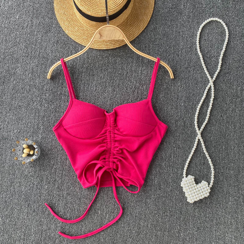 77g Weight Cotton, Rib Fabrics Fabric Type Short Top Length Vest Tops Type Holiday, Daily, Selfie Occasion Strap Neckline Slim Fit Type Solid Color Pattern Summer Season Women's Gender Casual, Elegant, Streetwear Style Wholesale Women's Casual Elegant Streetwear Solid Color Tank Tops 20