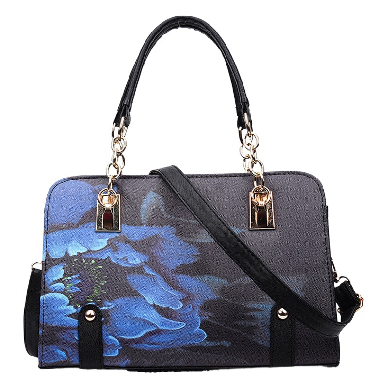 New Korean style women's bag trendy PU bag simple flower shaped handbag fashion printed shoulder diagonal bag wholesale