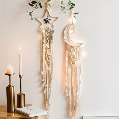 2pcs Boho Dreamcatchers with Star and Moon Illuminated|ru