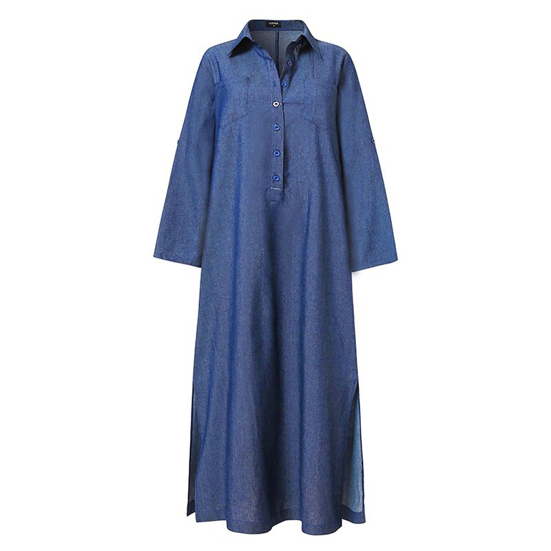Women's Regular Dress Classic Style Turndown Button Long Sleeve Solid Color Maxi Long Dress Daily display picture 4