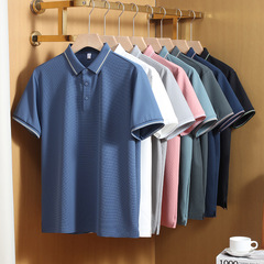 クロスボーダー錦アンモニア半袖poloシャツ男性ビジネスカジュアルワッフルtシャツ夏の新しいメンズ上着高級感