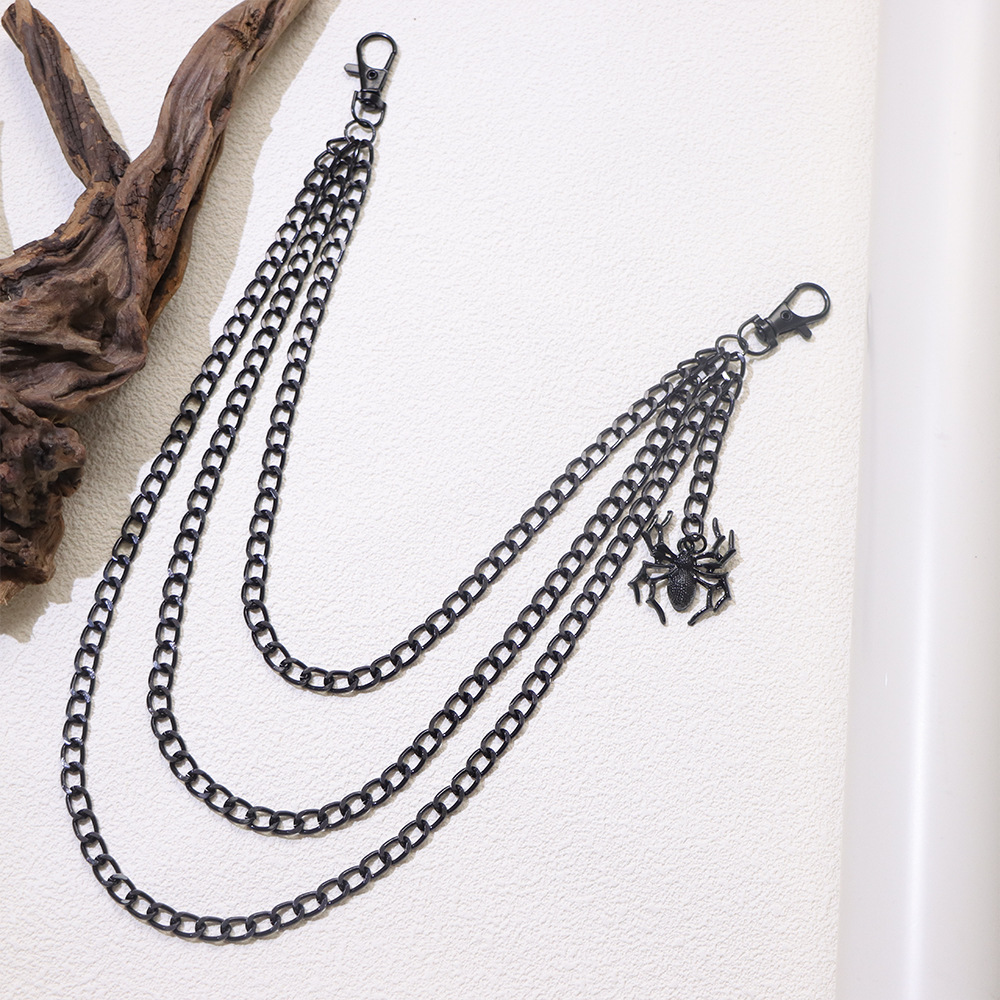 Accessories Personality Fashion Trend Dark Spider Pendant Double Layer Metal Pants Chain Versatile Men_voghion.com