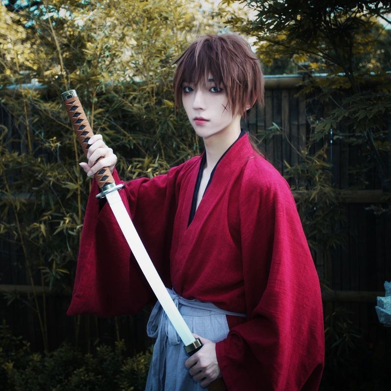 るろうに剣心 cos 服紅村剣心斎和服剣道パンツコスプレコミコンパフォーマンス服|undefined