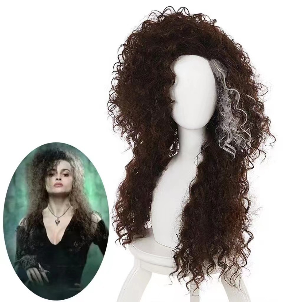2025 Wig European and American Wig Cross-border Medium Long Curly Hair Harry Potter-Lestrange Cosplay Wig