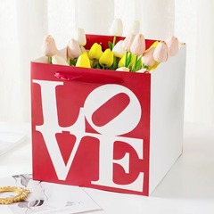 鮮花禮品包裝手提袋情人節生日禮物袋花藝插花手拎袋花束伴批發