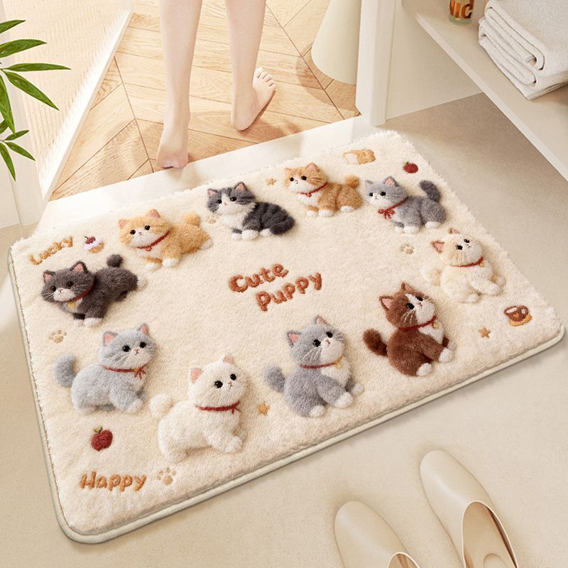 Cartoon Shin-Chan Bathroom Floor Mat, Bathroom Absorbent Mat, Non-Slip Carpet, Plush Decorative Foot Mat for the Toilet Door