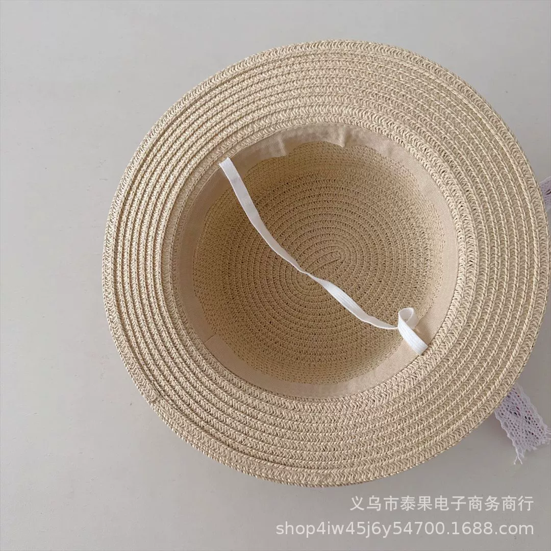 Summer children's beach sun hat, simple and elegant design, sun protection, western style